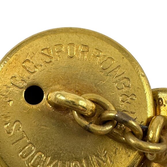 Sporrong Winged Griffin Lion Chain Cufflinks Uniform Buttons Vintage Sweden - Picture 5 of 6